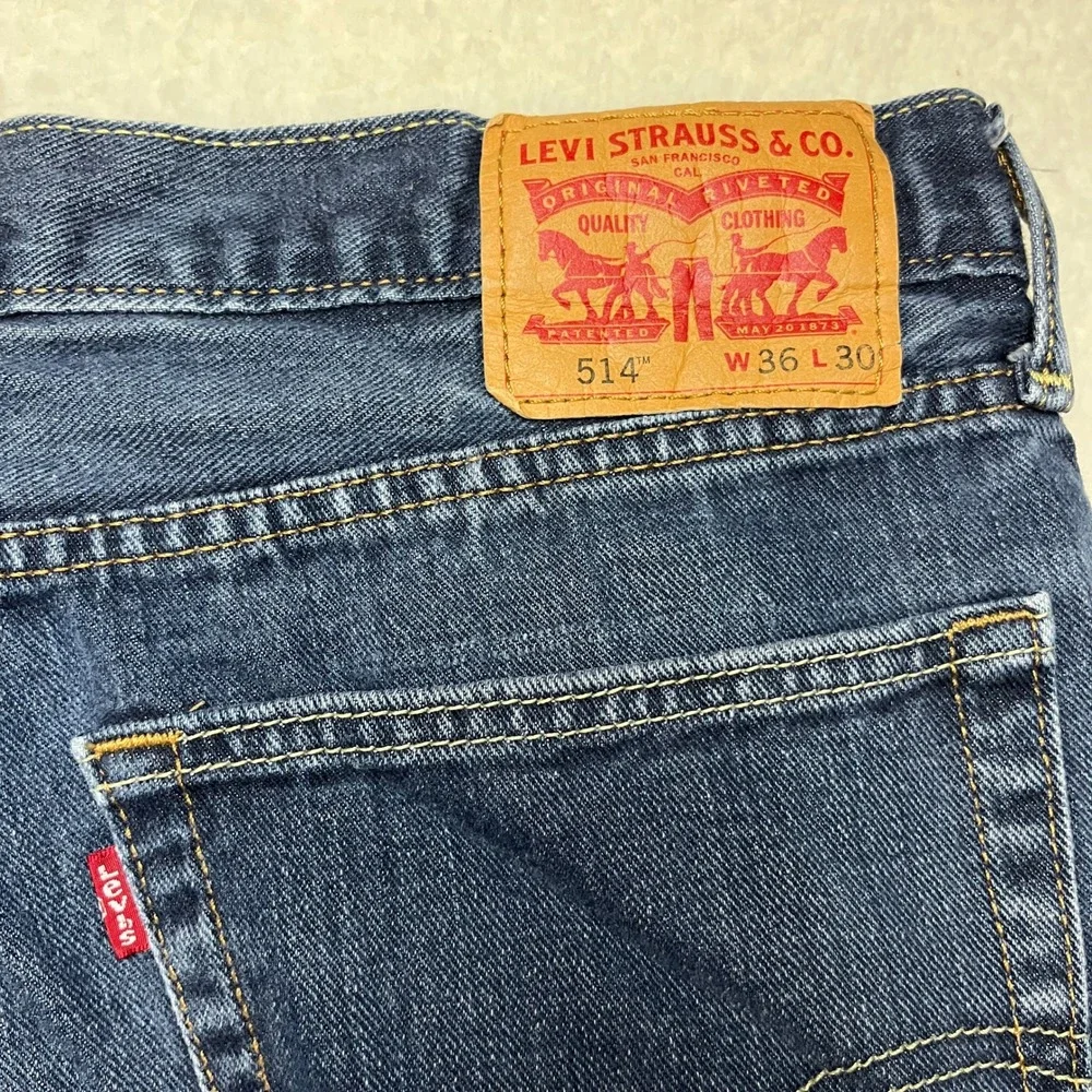 Levi 514 Mens Straight‎ Fit Blue Denim Jeans W36 L30 Dark Wash 3591